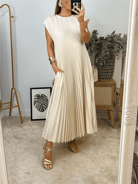 sandra pleated maxi dress Baltic Born Womens Sandra Pleated Maxi Dress | Champagne