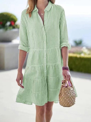 Womens Long Sleeve Striped Shirt Dress
