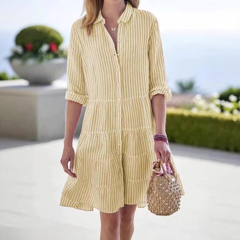 Womens Long Sleeve Striped Shirt Dress