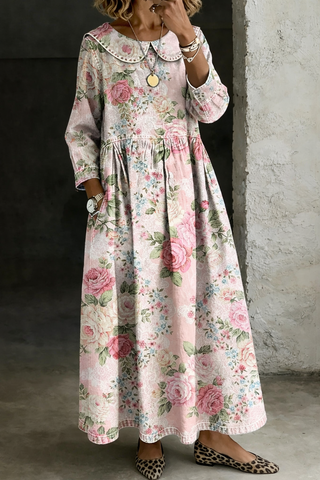 Brooklyn | Floral Collar Denim Dress