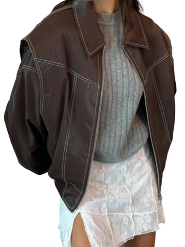 Jacket™ - Oversized Leather Bomber Jacket