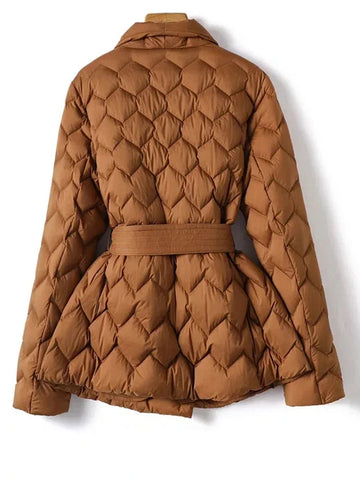 Antoinette™ - Chic Belted Down Jacket