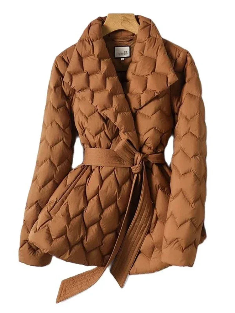 Antoinette™ - Chic Belted Down Jacket