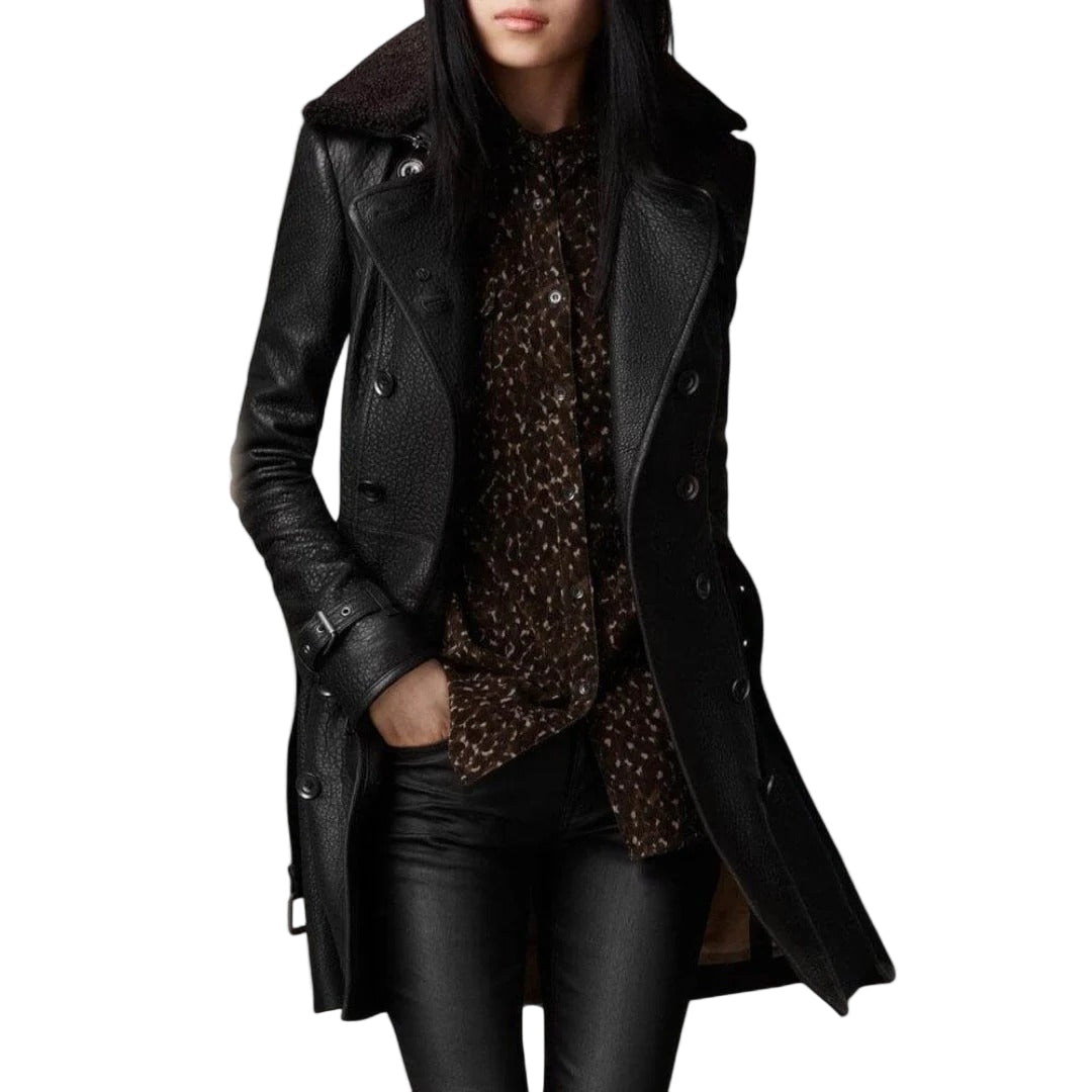 Victoire™ - Stylish 3/4 Length Leather Coat
