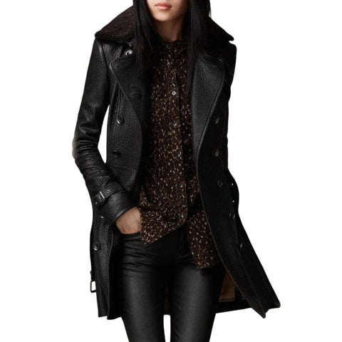 Victoire™ - Stylish 3/4 Length Leather Coat