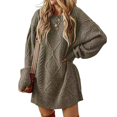 Amelia | Cozy Cable Knit Sweater Dress